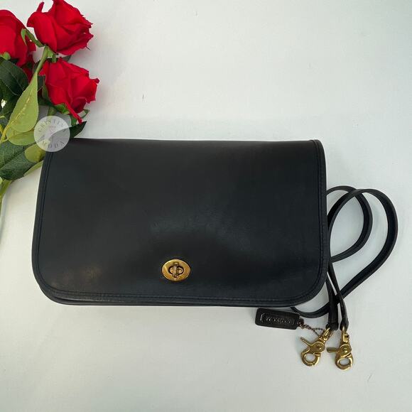 Vintage Coach NYC Convertible Clutch 9635 Black 1980's - Picture 1 of 10